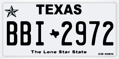 TX license plate BBI2972