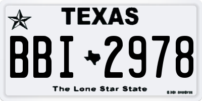 TX license plate BBI2978
