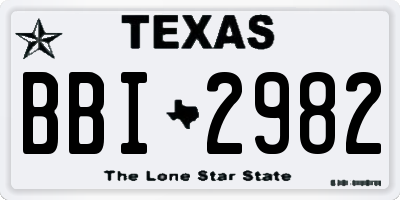 TX license plate BBI2982