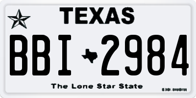TX license plate BBI2984