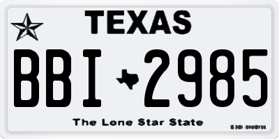 TX license plate BBI2985