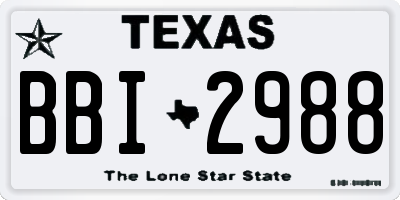 TX license plate BBI2988