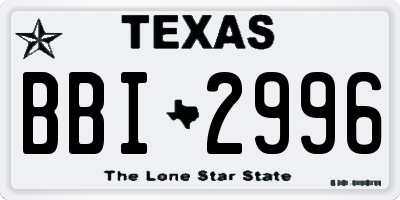 TX license plate BBI2996