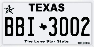 TX license plate BBI3002