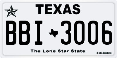 TX license plate BBI3006