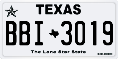 TX license plate BBI3019