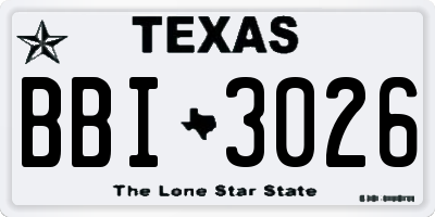 TX license plate BBI3026