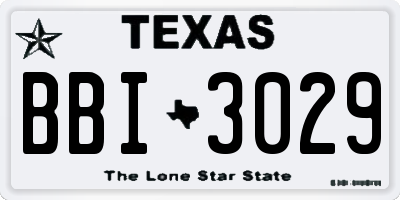 TX license plate BBI3029
