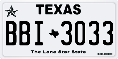 TX license plate BBI3033
