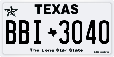 TX license plate BBI3040