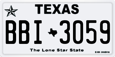 TX license plate BBI3059