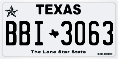 TX license plate BBI3063