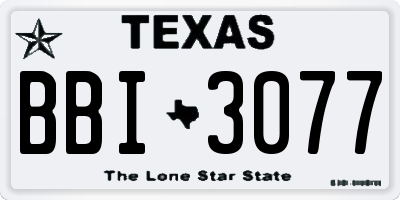 TX license plate BBI3077