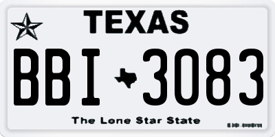 TX license plate BBI3083