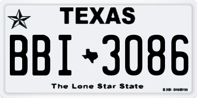 TX license plate BBI3086