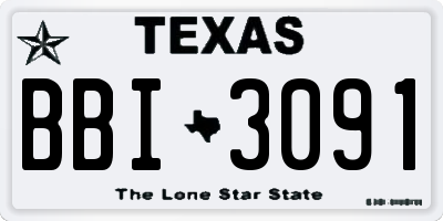 TX license plate BBI3091