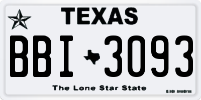 TX license plate BBI3093