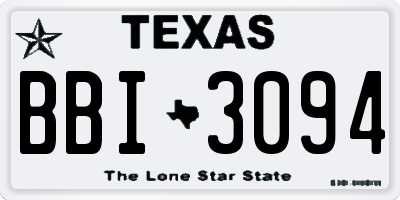 TX license plate BBI3094