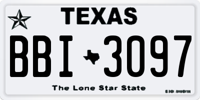 TX license plate BBI3097