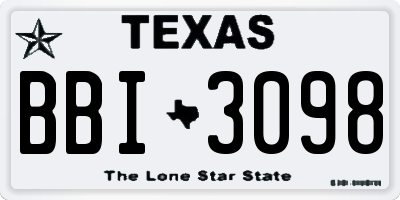 TX license plate BBI3098