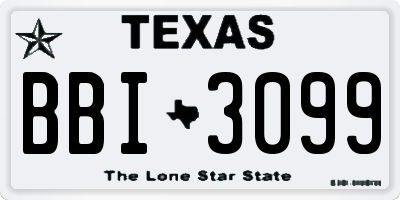TX license plate BBI3099