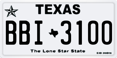 TX license plate BBI3100