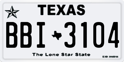TX license plate BBI3104