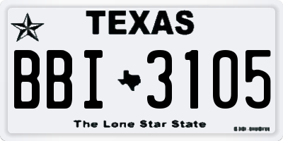 TX license plate BBI3105