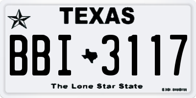 TX license plate BBI3117