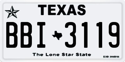 TX license plate BBI3119