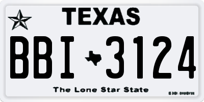 TX license plate BBI3124