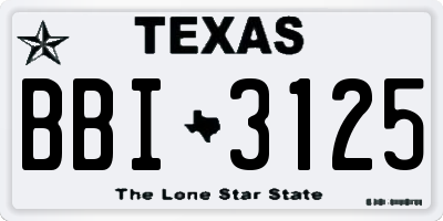 TX license plate BBI3125