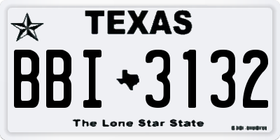 TX license plate BBI3132
