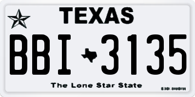 TX license plate BBI3135