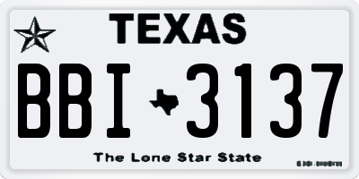 TX license plate BBI3137