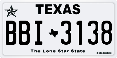 TX license plate BBI3138