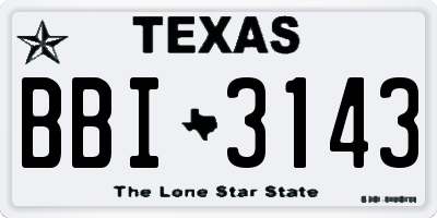 TX license plate BBI3143