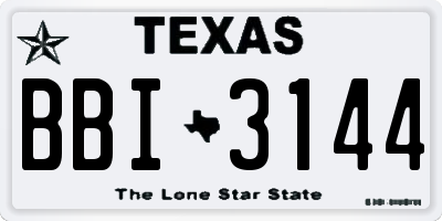 TX license plate BBI3144