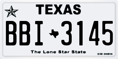 TX license plate BBI3145