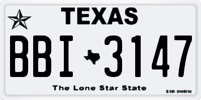TX license plate BBI3147