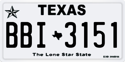 TX license plate BBI3151