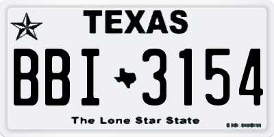 TX license plate BBI3154