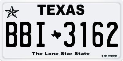 TX license plate BBI3162