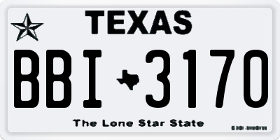 TX license plate BBI3170