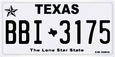 TX license plate BBI3175