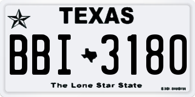 TX license plate BBI3180