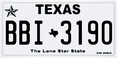 TX license plate BBI3190