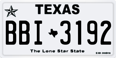 TX license plate BBI3192