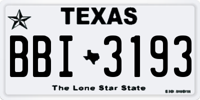 TX license plate BBI3193