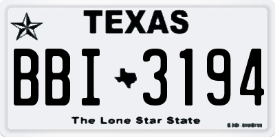TX license plate BBI3194